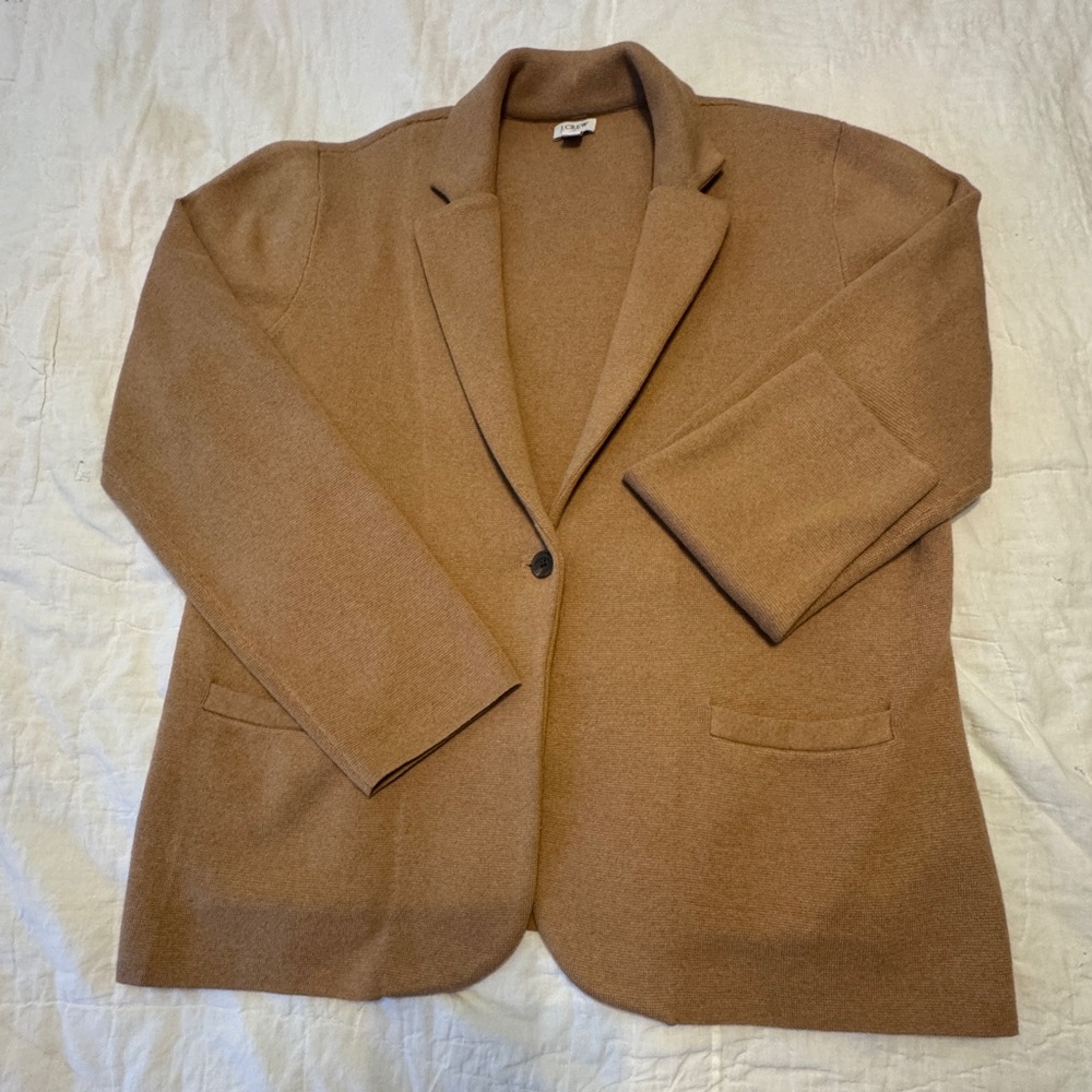 NWOT J. Crew Schoolboy Sweater Blazer in Camel (Heather Acorn) - XXL (size 18)